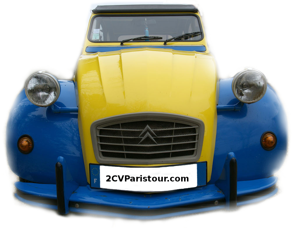 Visit Paris with the 2CV car Eglantine